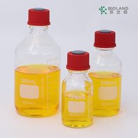 Botol Media Kaca Silinder Bioland High Borosilicate 3.3, Dapat Disterilkan dengan Autoklaf, Tutup Anti Bocor, Tipe USP I, untuk Kultur Sel Laboratorium