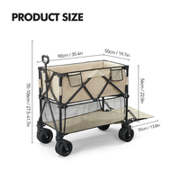 Chariot de camping pliable multifonctionnel en acier inoxydable pour jardin extérieur, chariot de plage portable à double plateau, outils OEM