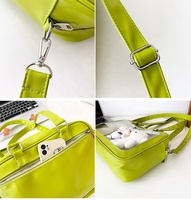 Sac de messager à bandoulière avec boucle antivol réglable en PU de couleur unie, sac de messager à bandoulière de dessin animé mignon