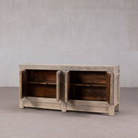 Armoire artisanale en bois massif blanc vieilli, style Wabi-Sabi chinois antique, écologique, 5+ compartiments, pour salon, chambre, salle à manger