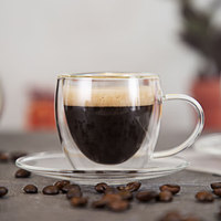Clair Isolé Double Paroi 80ml Tasses À Espresso Cappuccino Latte Verre Café Thé Tasse Tasse Ensemble Clair Verres À Boire