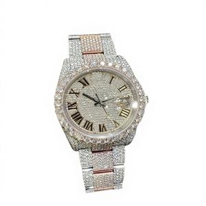 Reloj de Lujo Unisex con Caja Redonda de Acero Inoxidable y Moissanita VVS, Esfera de Cristal, Resistente al Agua 10 Bar, Cierre de Pulsera - Product Image 1