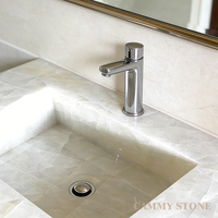 Vasque de salle de bain moderne et luxueuse en granit blanc brillant, finition polie, résistante à l'eau, facile à nettoyer, pour salle à manger, hôtel, salle de bain, maison