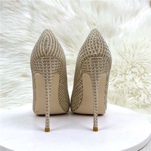 Pumps à talons aiguilles en sequins dorés avec empeigne en PU, doublure en cuir véritable, semelle en caoutchouc pour femmes, pour les soirées, les mariages et les événements festifs - Product Image 6