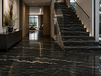 Dalles de quartzite noir ciel pour plans de travail de cuisine, pavés extérieurs, murs de salle de bain, tables basses, escaliers et grands panneaux muraux