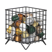 Support multifonctionnel pour dosettes de café Organisateur de dosettes d'espresso en fil carré Panier de rangement pour dosettes de café en métal