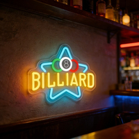 Enseigne néon LED « BILLIARD » pour propriétaires de salles de billard et de bars, design étoile, USB, intensité réglable, pour la décoration de salles de billard et de bars