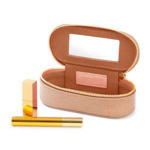 Sevimli kertenkele desen deri Oval şekil Mini seyahat kozmetik çantaları ayna ruj kılıfı tutucu - Product Image 5