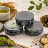 Boîte en aluminium de qualité alimentaire avec couvercle, boîte métallique personnalisée pour le café, le thé, les bonbons, les bougies, emballage, conteneur de rangement rond, logo personnalisé