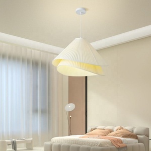 Lampada <span class=keywords><strong>a</strong></span> <span class=keywords><strong>Sospensione</strong></span> Lunga con Paralume <span class=keywords><strong>a</strong></span> Campana in Tessuto <span class=keywords><strong>a</strong></span> Doppio Strato, Luce Bianca Calda 3000K, per <span class=keywords><strong>Camera</strong></span> <span class=keywords><strong>da</strong></span> <span class=keywords><strong>Letto</strong></span> e Casa - Product Image 4