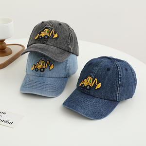 Cappellino da Baseball per ragazze cappello da cowboy lavato cappello da cowboy cartone animato escavatore anatra ricamato cappello con lingua nuovo design protezione solare - Product Image 1