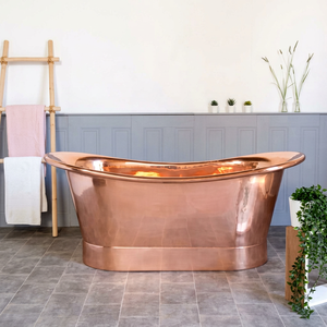 Baignoire ovale autoportante en cuivre style vintage sans couvercle pour salle de bain et spa - Product Image 1