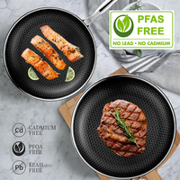 Meilleure vente 24/28cm poêle à frire hybride en nid d'abeille sans FAS 18/10 plaque de cuisson antiadhésive en acier inoxydable sans huile