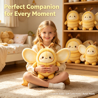 Peluche ultra douce Kawaii Papillon Abeille avec ailes à double couche pour décoration esthétique de chambre d'enfant, cadeau