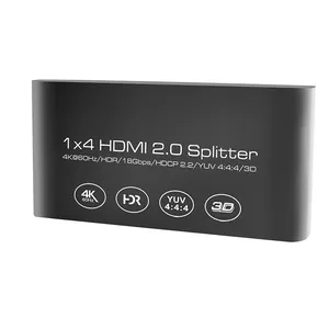 Pemisah HDMI 4K60Hz, pemisah Video HDMI 1x4 layar Multi, 4K60Hz HDMI Video Multi layar untuk komputer Laptop proyektor PC