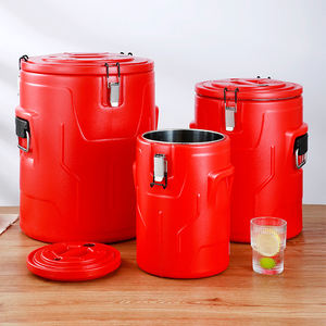 Récipient de nourriture isolé par baril de transport de nourriture froide chaude ronde de grande capacité d'acier inoxydable rouge de restauration commerciale - Product Image 2