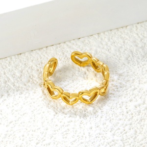 Anillos Ajustables con Corazón Hueco de Moda, Joyería para Mujer, Minimalista, Hipoalergénica, Impermeable, de Acero Inoxidable, Anillos Abiertos con Corazón - Product Image 5