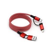 Cable Magnético 4 en 1 de 1M con Enrollamiento Automático, Cable de Datos Multirápido Trenzado de 3A 60W, USB-A Tipo-C para Accesorios de iPhone