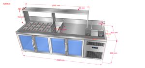 Comptoir de préparation de Bubble Tea en acier inoxydable avec éclairage bleu - Product Image 3