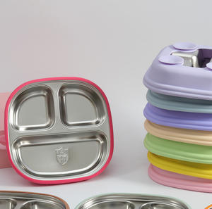 Juego de bebé de acero inoxidable Premium 2025 nueva placa de succión de silicona de acero inoxidable alimentación de bebé de silicona para niños - Product Image 1