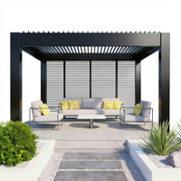 Pergola en aluminium motorisée, intelligente, écologique, inspirée de la nature, résistante à la pluie, avec lames orientables, pour terrasse au bord de la piscine