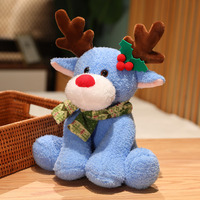 Peluche de renne de Noël mignonne et douce avec écharpe, rembourrée en coton PP, anti-stress, taille 20-50 cm