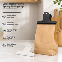 Grande pince à ressort métallique à mâchoires larges pour sceller les sacs, emballages alimentaires, rangement de cuisine, documents de bureau