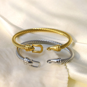 Stainless Steel Geometric Cable Braided Bracelet Horseshoe Buckle Unisex Jewelry Gift Fashion Cuff Bracelets - Product Image 2