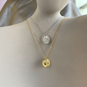 Dylam Wholesale 925 Sterling Silver Vintage Jewelry 18K Gold Plated Jewelry Medallion Coin <b>Cross</b> Pendant Necklace - Product Image 3