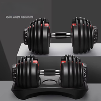 MJW MJW924 Ensemble d'équipement de fitness à 15 vitesses, réglable rapidement, 24kg, 52.5 livres, haltères en acier pour l'exercice du corps