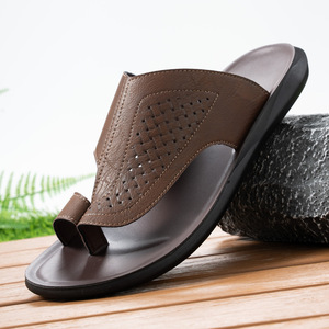 Men's Summer Casual <b>Slides</b> Open Toe Pu Upper Rubber Outsole Breathable Outdoor Sandals - Product Image 3
