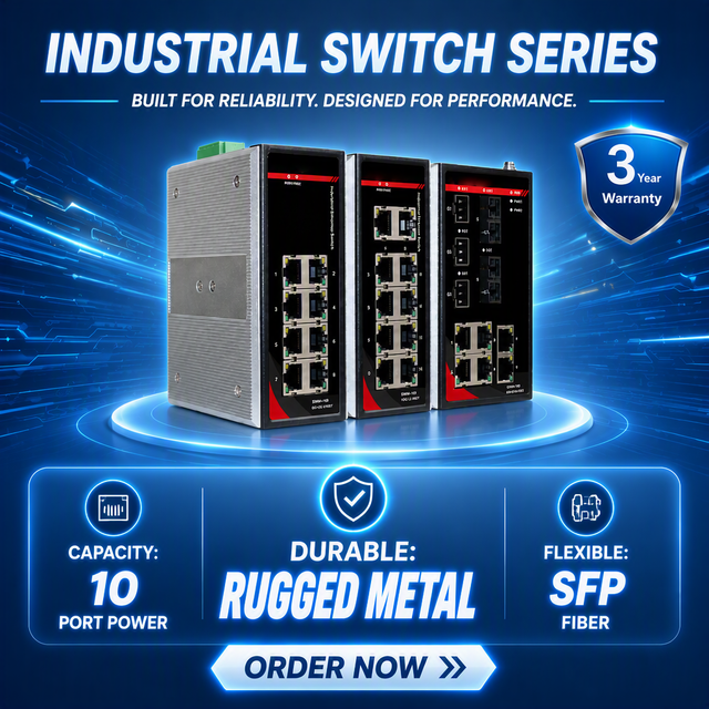 DIN POE Smart FCC Certified Desktop Managed Gigabit Industrial Ethernet Network Switch 5/8-Port RJ45/Fiber 1000Mbps VLAN Tagging