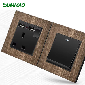 Enchufe de Pared USB Multifunción de Alta Calidad de 1/2/3 Tomas con 3/5 Pines y 2 Salidas, con Certificación CE y Garantía de 12 Años, Panel con Acabado de Madera - Product Image 1