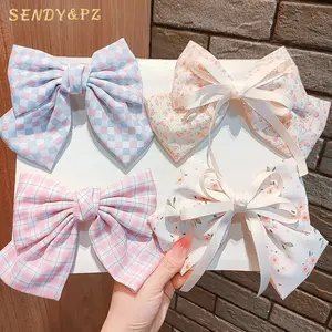 Corea fata primavera estate nuove forcine con fiocco grande per ragazze elegante nastro a rete bowknot clip a molla accessori per capelli