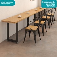 Table longue et étroite en fer forgé et bois massif, style minimaliste moderne, pour restaurant rapide, cantine, snack-bar, table d'appoint murale, bar de fenêtre