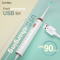 Brosse à dents électrique sonique intelligente rechargeable USB à haute vibration IPX7 pour adultes – Vente en gros