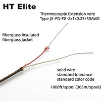 Cable de Termopar Personalizado de Fibra de Vidrio JX-FG-2x1x30AWG, Cable de Compensación de Extensión 20AWG 24AWG 30AWG con Certificación CE