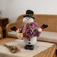 Couverture de pot de fleurs en forme de bonhomme de neige de Noël, en polyester de haute qualité, taille personnalisée, certifiée BSCI, OEM/ODM disponible, fabrication en usine