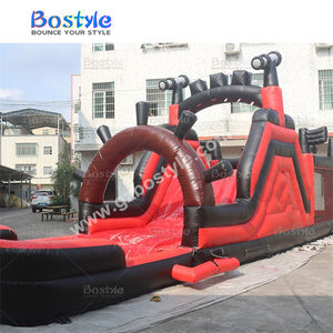 Pirate personnalisé Fun Run jeu gonflable <span class=keywords><strong>de</strong></span> défi d'obstacles noir rouge thème parcours d'obstacles gonflable avec toboggan aquatique - Product Image 6