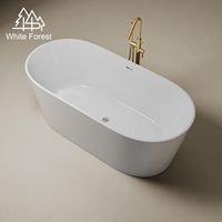 Baignoire à remous de luxe WhiteForest pour hôtel et villa, baignoire ovale autoportante à bord fin, en acrylique de haute qualité