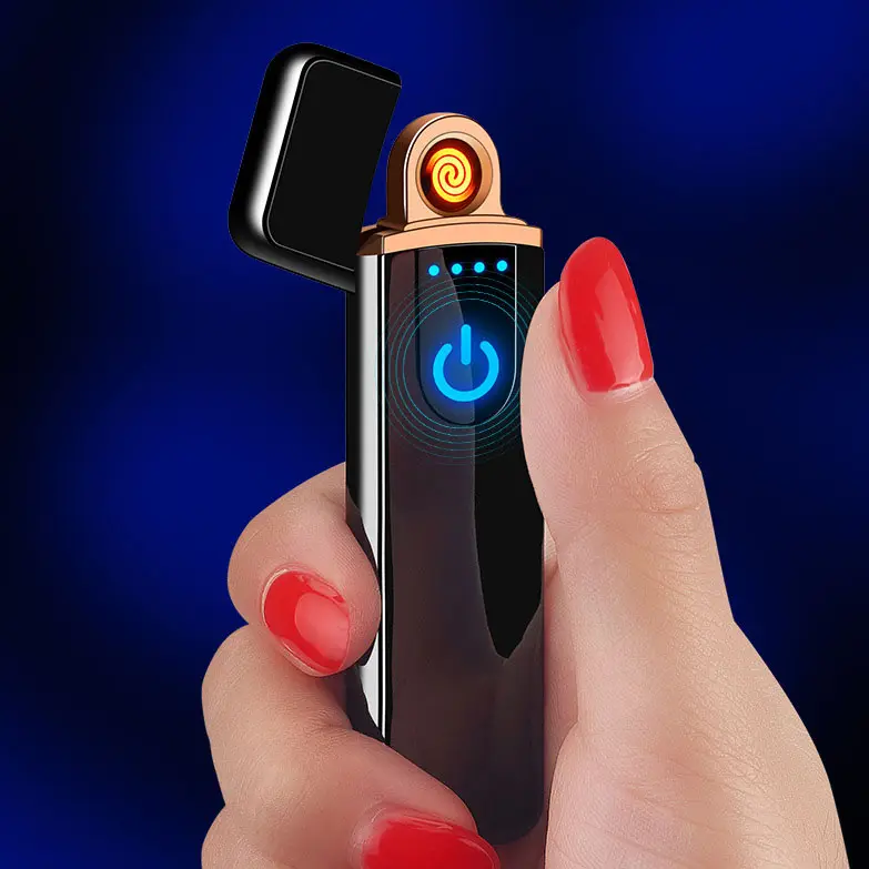 Mini Windproof Two-side Touch Sensor Metal Flameless Rechargeable Electronic USB Cigarette Lighter