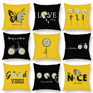 Cheap Price Solid Color 45x45cm Throw Pillow Cover Home Sofa Decoration Floral Printed Cushion Cover