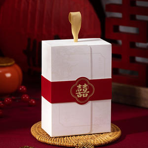 Nouveau Style chinois personnalisé boîte-cadeau de mariage Portable chinois marée Style boîte à bonbons Dragon Phoenix <span class=keywords><strong>pie</strong></span> emballage en or chaud - Product Image 5