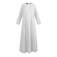 Robe longue à manches longues en organza à rayures translucides, style chinois artistique vintage, en fausse fourrure, col rond, coupe trapèze, pour femmes, approvisionnement transfrontalier