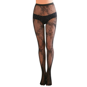 Bas fins et Sexy en maille et Jacquard pour femmes, chaussettes une pièce avec ceinture à jarretelles, pantalon ajouré transparent, - Product Image 1