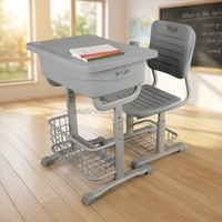 Zoshine - Juego de Escritorio y Silla de Plástico de Buena Calidad y Precio, Muebles Escolares para Estudiantes, para Biblioteca o Sala de Lectura