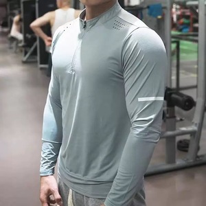 Camiseta Deportiva de Manga Larga con Cierre de Cremallera de Secado Rápido |   Camiseta Deportiva <span class=keywords><strong>para</strong></span> Hombre, <span class=keywords><strong>para</strong></span> Running y Fisicoculturismo, con Tejido de Punto y Diseño Sólido - Product Image 6