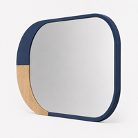 Miroir mural horizontal bleu marine et bois, miroir color block pour entrée, coiffeuse et décoration intérieure, vente en gros