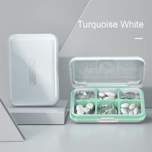 Boîte à pilules de <span class=keywords><strong>voyage</strong></span> hebdomadaire de luxe à 6 compartiments en plastique ABS, <span class=keywords><strong>petite</strong></span> et portable, pour médicaments et vitamines - Product Image 4
