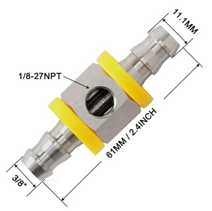 Adaptateur en T pour ligne de carburant à barbillons en acier inoxydable 304 de 3/8 po, avec port de capteur NPT 1/8-27, connecteur de manomètre de pression de carburant et 2 colliers de serrage pour tuyaux - Product Image 3